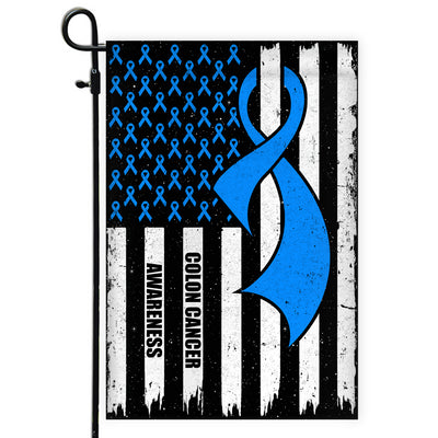 Colon Cancer Awareness America Flag Blue Ribbon | siriusteestore