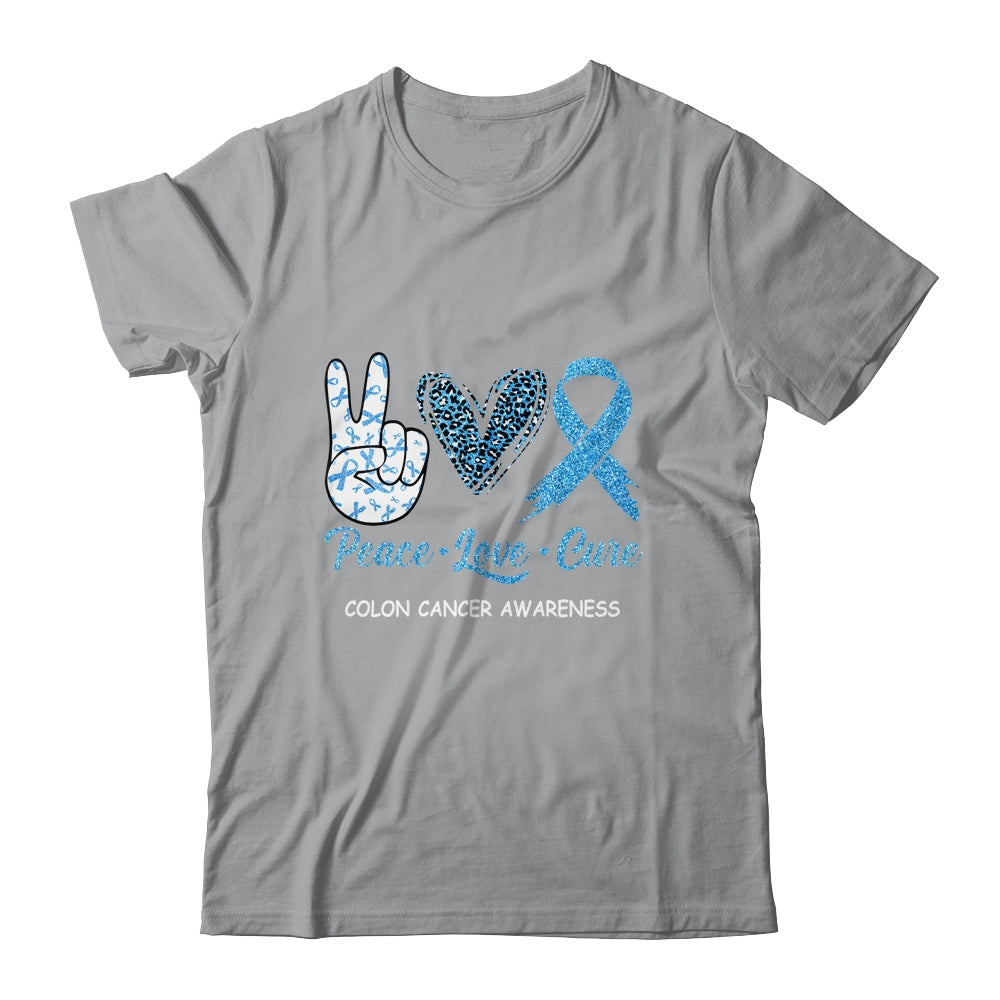 Colon Cancer Awareness Peace Love Cure Leopard Shirt & Hoodie | siriusteestore