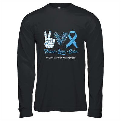 Colon Cancer Awareness Peace Love Cure Leopard Shirt & Hoodie | siriusteestore