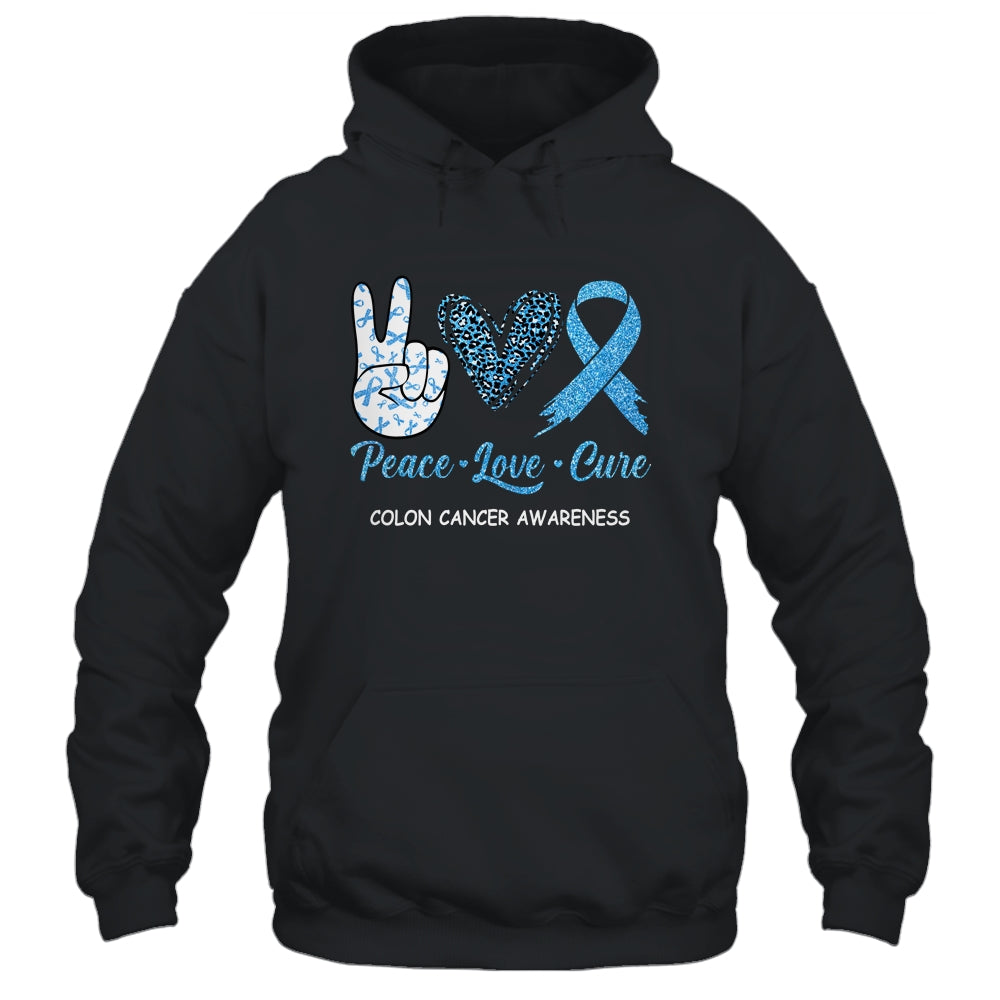 Colon Cancer Awareness Peace Love Cure Leopard Shirt & Hoodie | siriusteestore