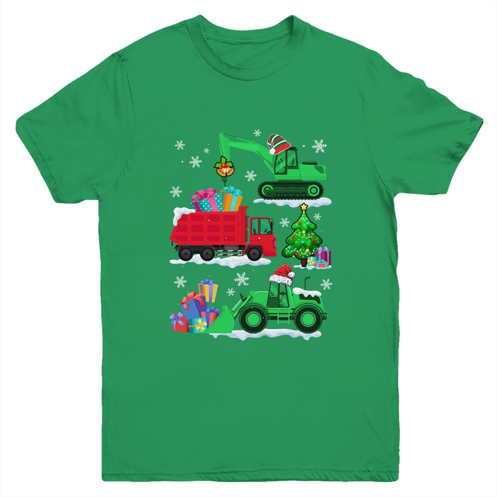 Construction Vehicle Christmas Red Trucks Winter Boys Youth Shirt | siriusteestore