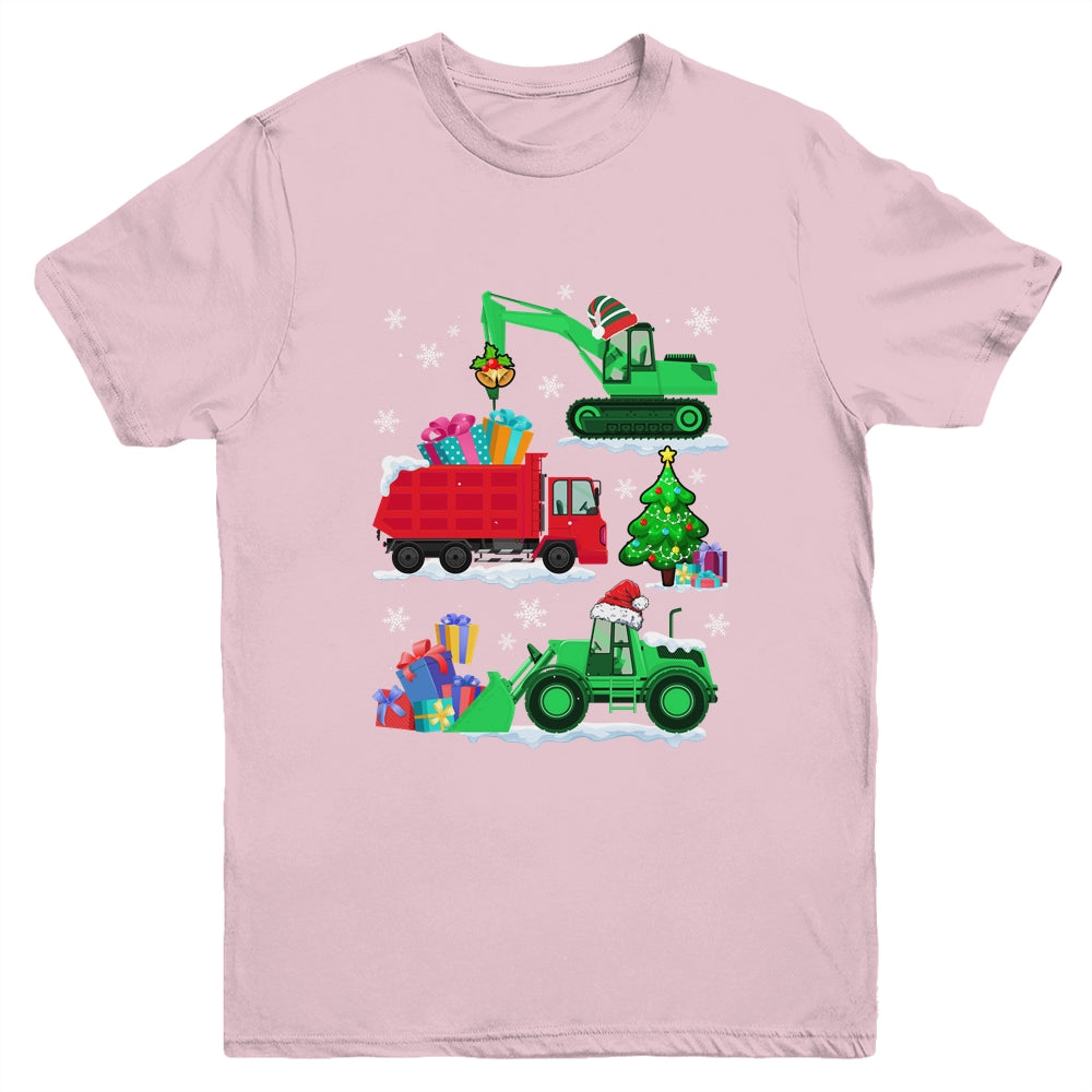 Construction Vehicle Christmas Red Trucks Winter Boys Youth Shirt | siriusteestore