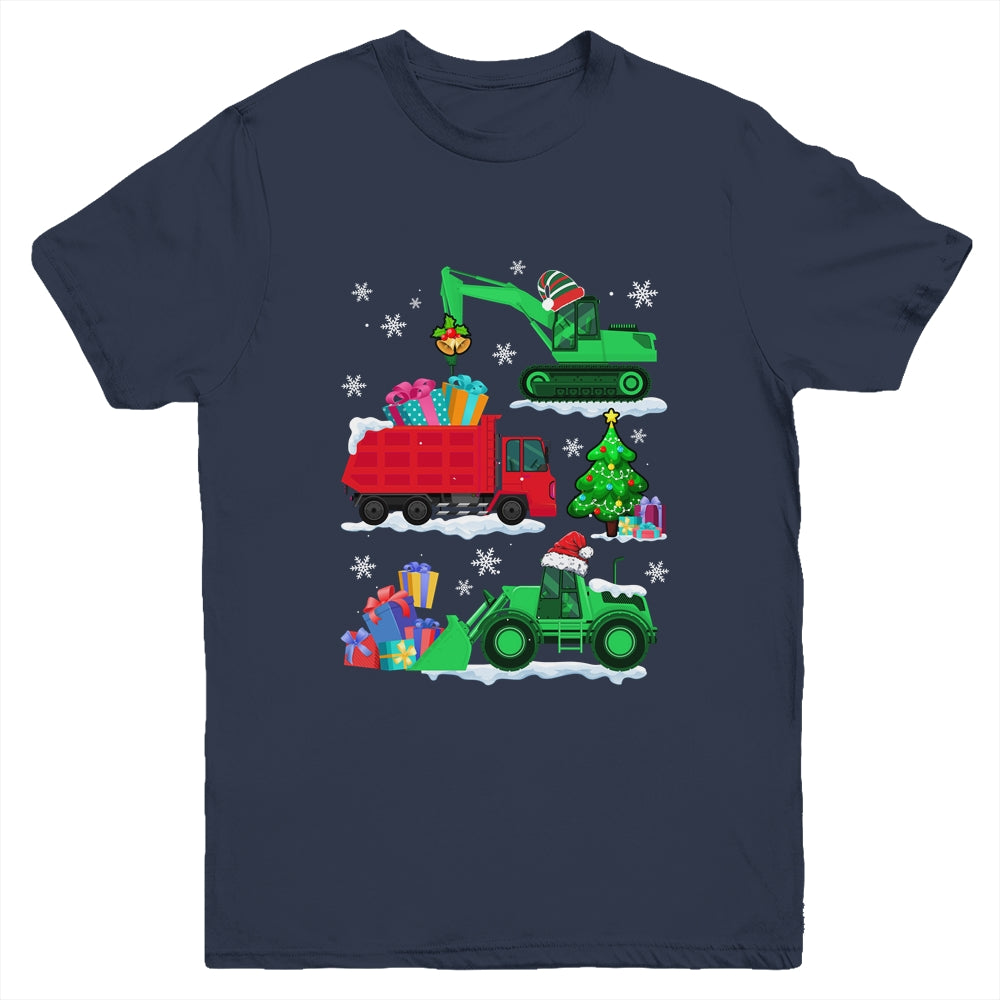 Construction Vehicle Christmas Red Trucks Winter Boys Youth Shirt | siriusteestore