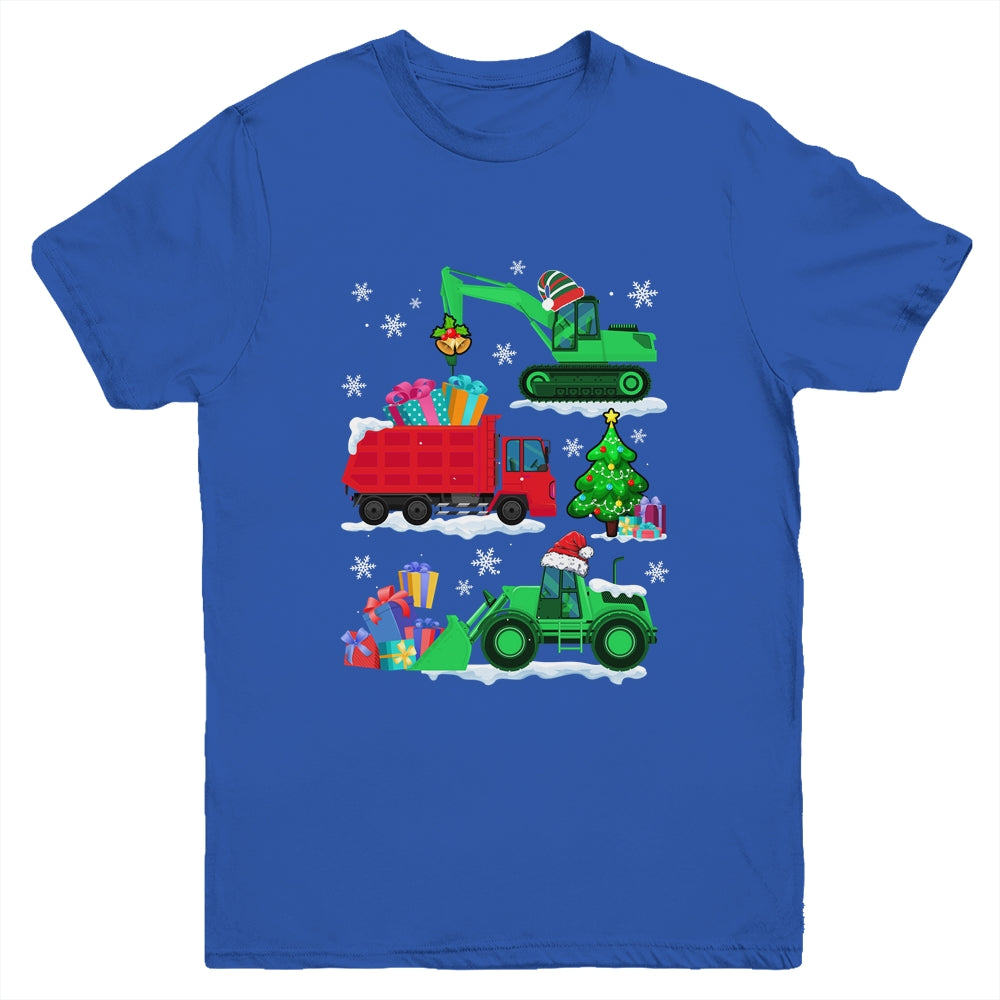 Construction Vehicle Christmas Red Trucks Winter Boys Youth Shirt | siriusteestore