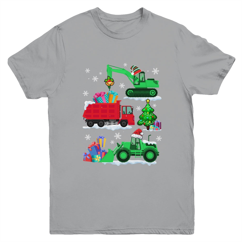 Construction Vehicle Christmas Red Trucks Winter Boys Youth Shirt | siriusteestore