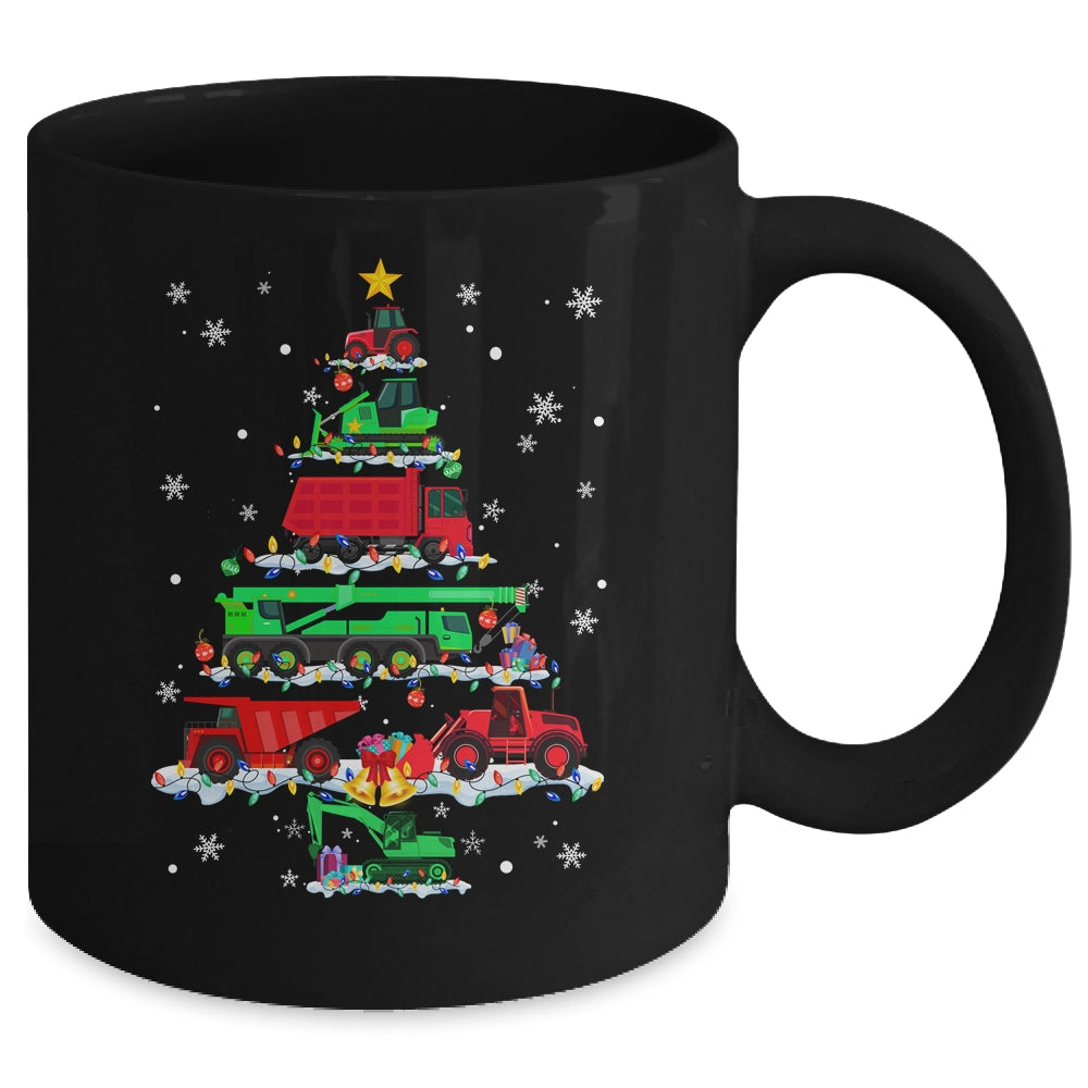 Construction Vehicle Excavator Christmas Tree Funny Xmas Mug | siriusteestore
