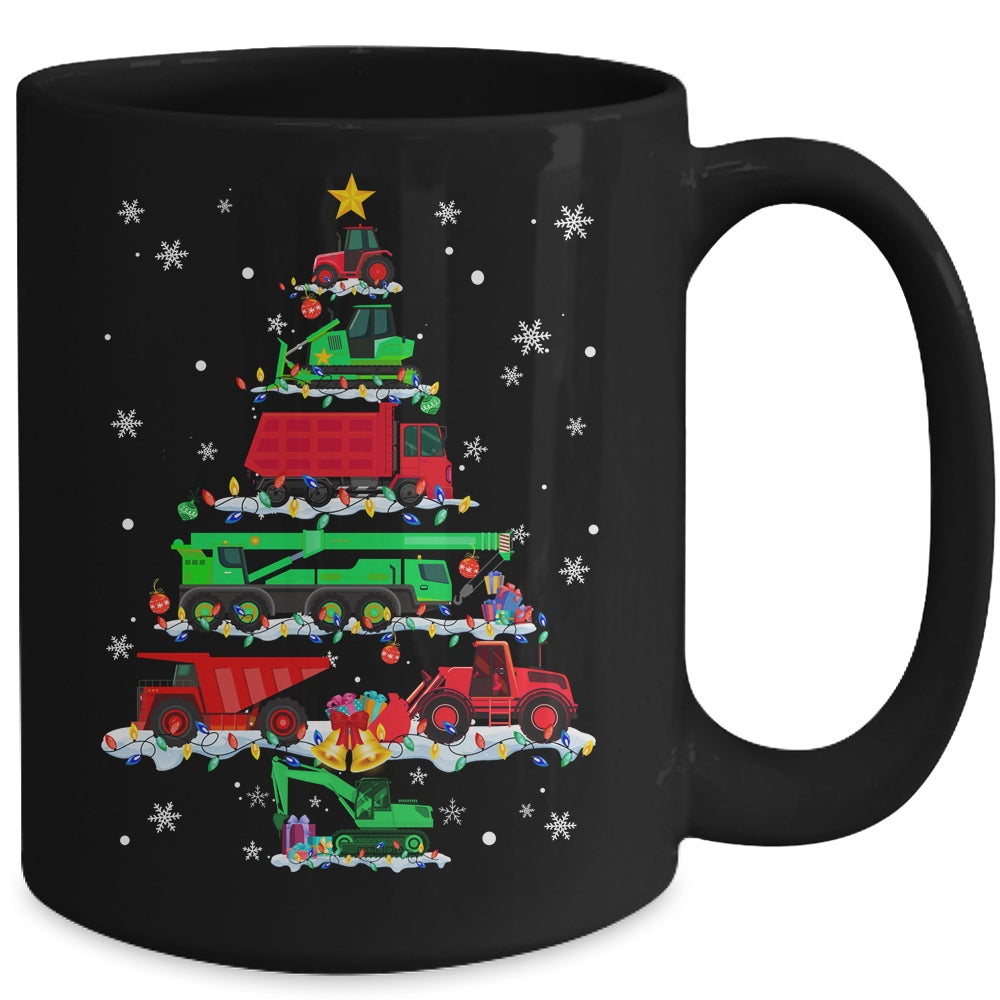 Construction Vehicle Excavator Christmas Tree Funny Xmas Mug | siriusteestore