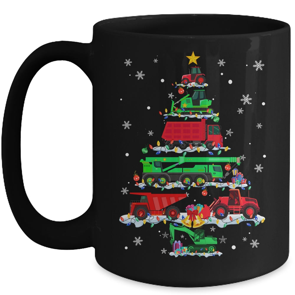 Construction Vehicle Excavator Christmas Tree Funny Xmas Mug | siriusteestore