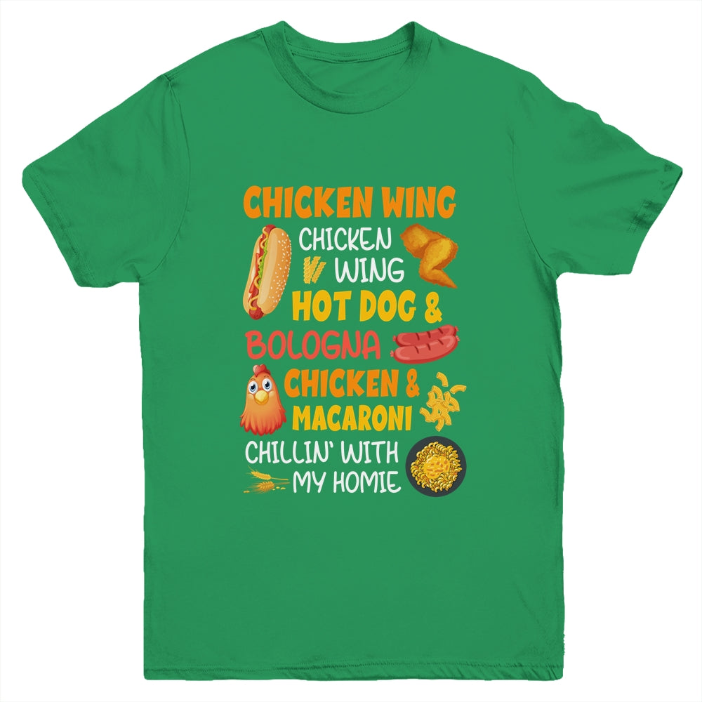 Cooked Chicken Wing Chicken Wing Hot Dog And Bologna Hotdog Youth Shirt | siriusteestore