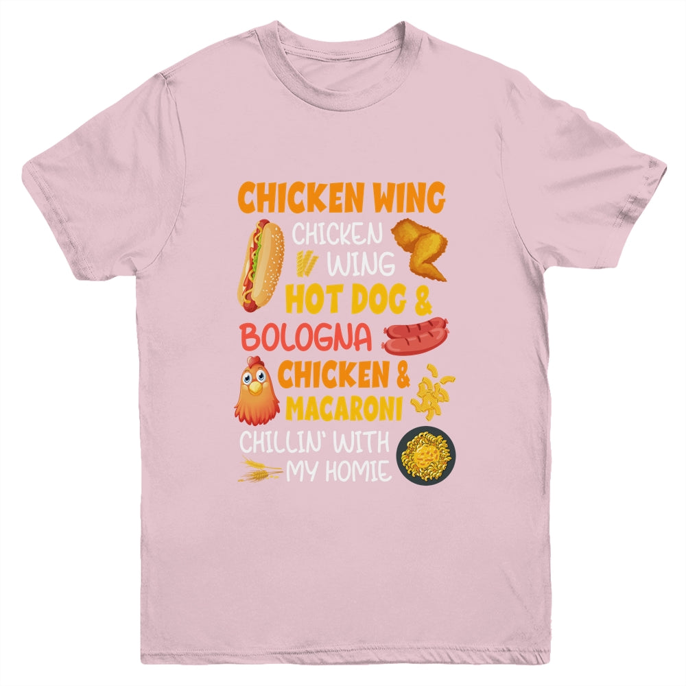 Cooked Chicken Wing Chicken Wing Hot Dog And Bologna Hotdog Youth Shirt | siriusteestore