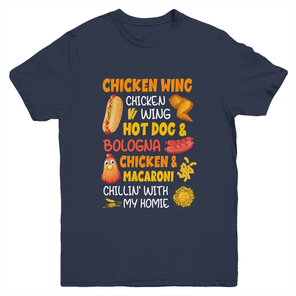 Cooked Chicken Wing Chicken Wing Hot Dog And Bologna Hotdog Youth Shirt | siriusteestore