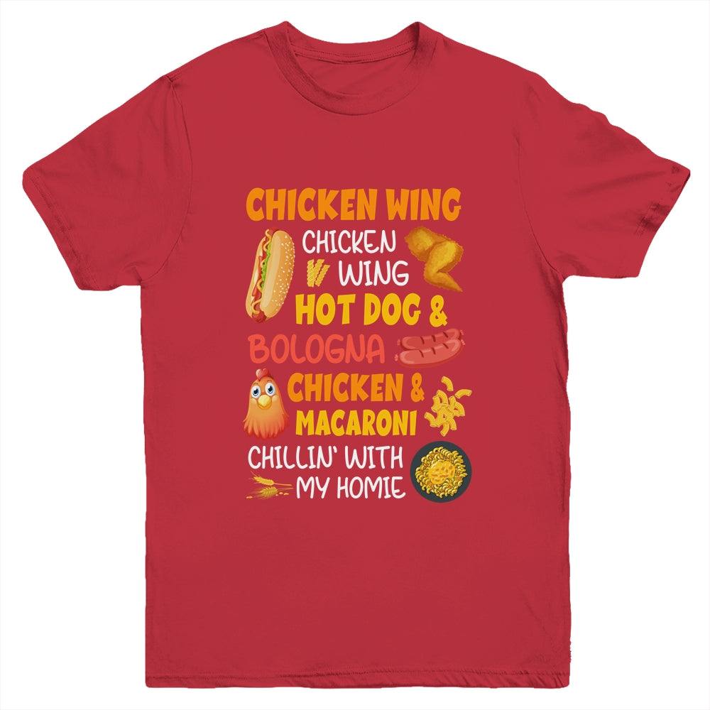 Cooked Chicken Wing Chicken Wing Hot Dog And Bologna Hotdog Youth Shirt | siriusteestore