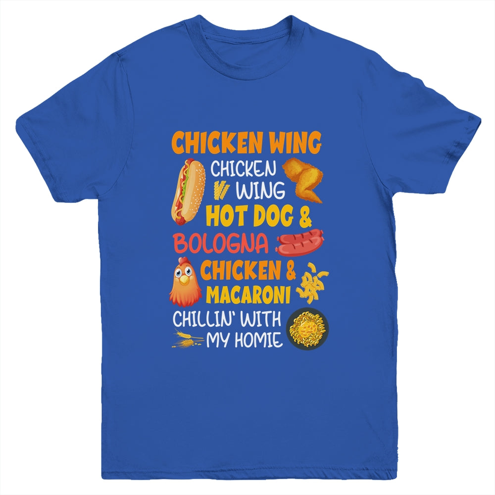 Cooked Chicken Wing Chicken Wing Hot Dog And Bologna Hotdog Youth Shirt | siriusteestore