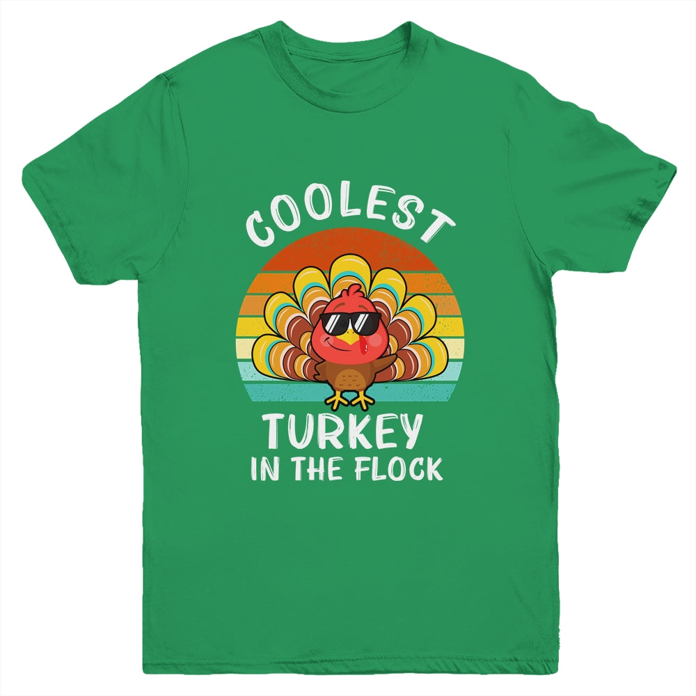 Coolest Turkey In The Flock Thanksgiving Boys Kids Youth Shirt | siriusteestore