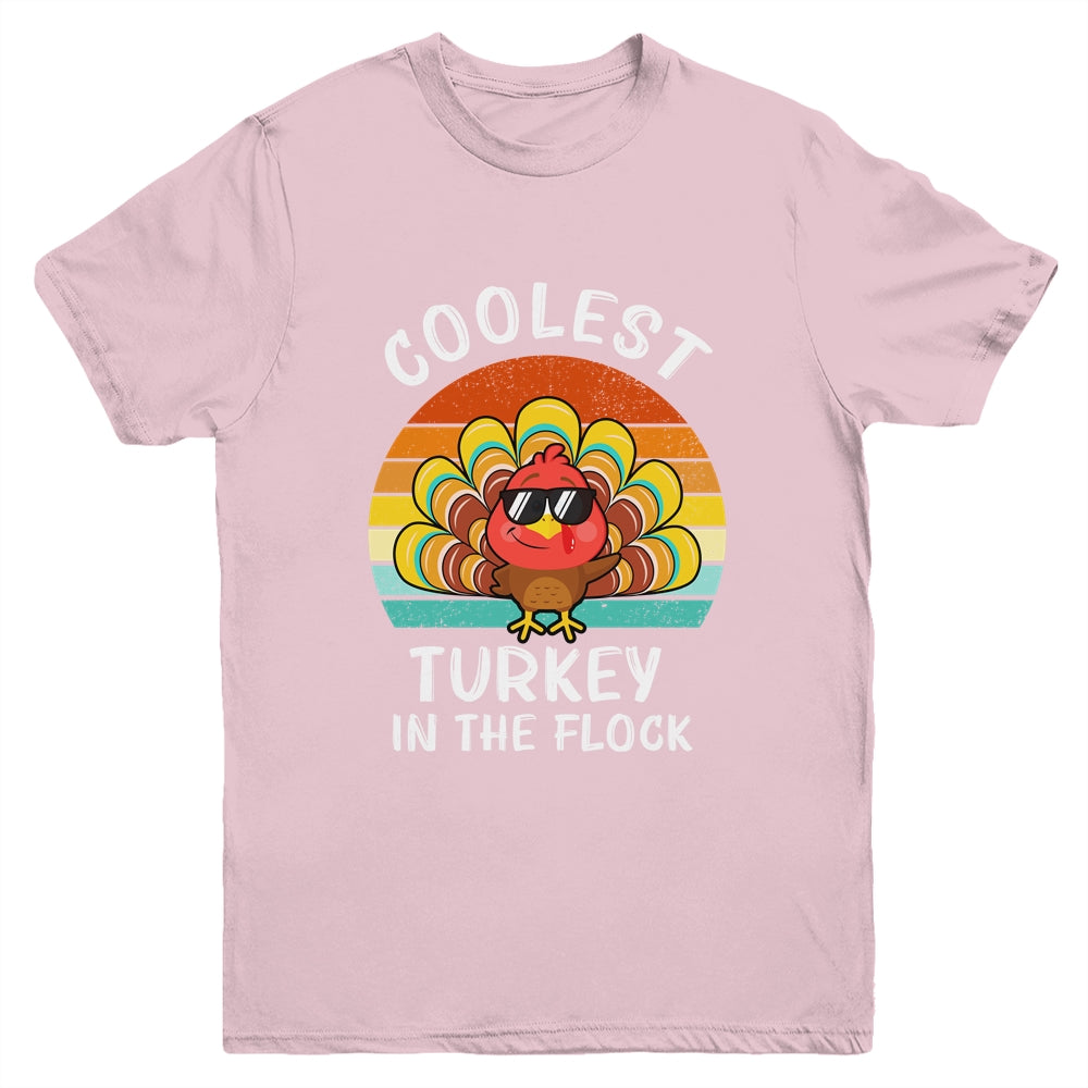 Coolest Turkey In The Flock Thanksgiving Boys Kids Youth Shirt | siriusteestore