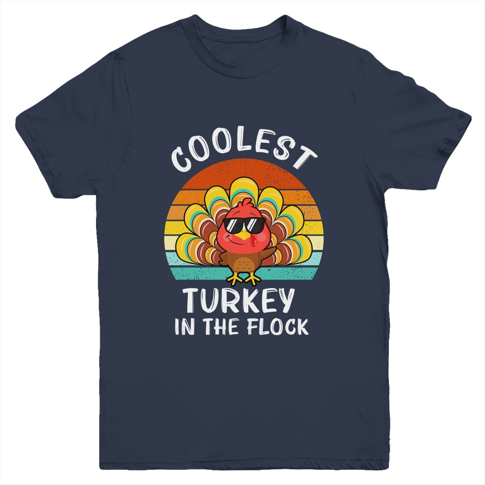 Coolest Turkey In The Flock Thanksgiving Boys Kids Youth Shirt | siriusteestore
