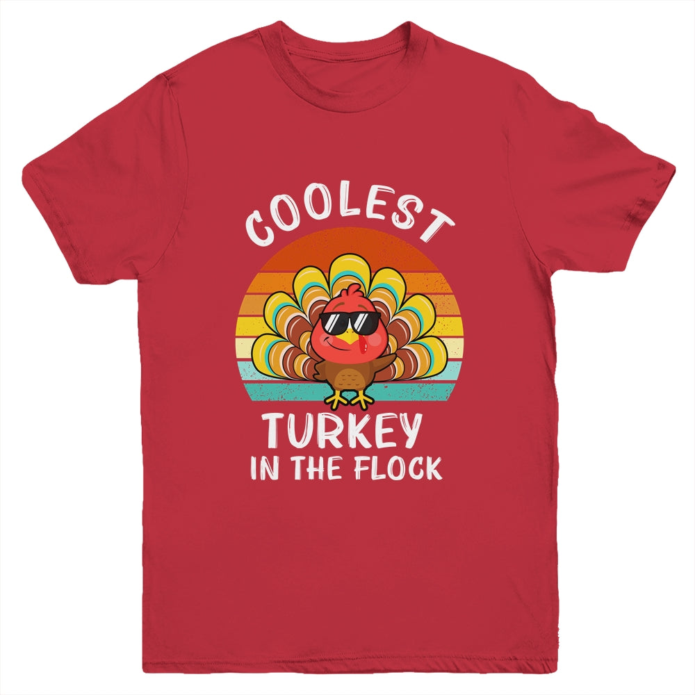 Coolest Turkey In The Flock Thanksgiving Boys Kids Youth Shirt | siriusteestore