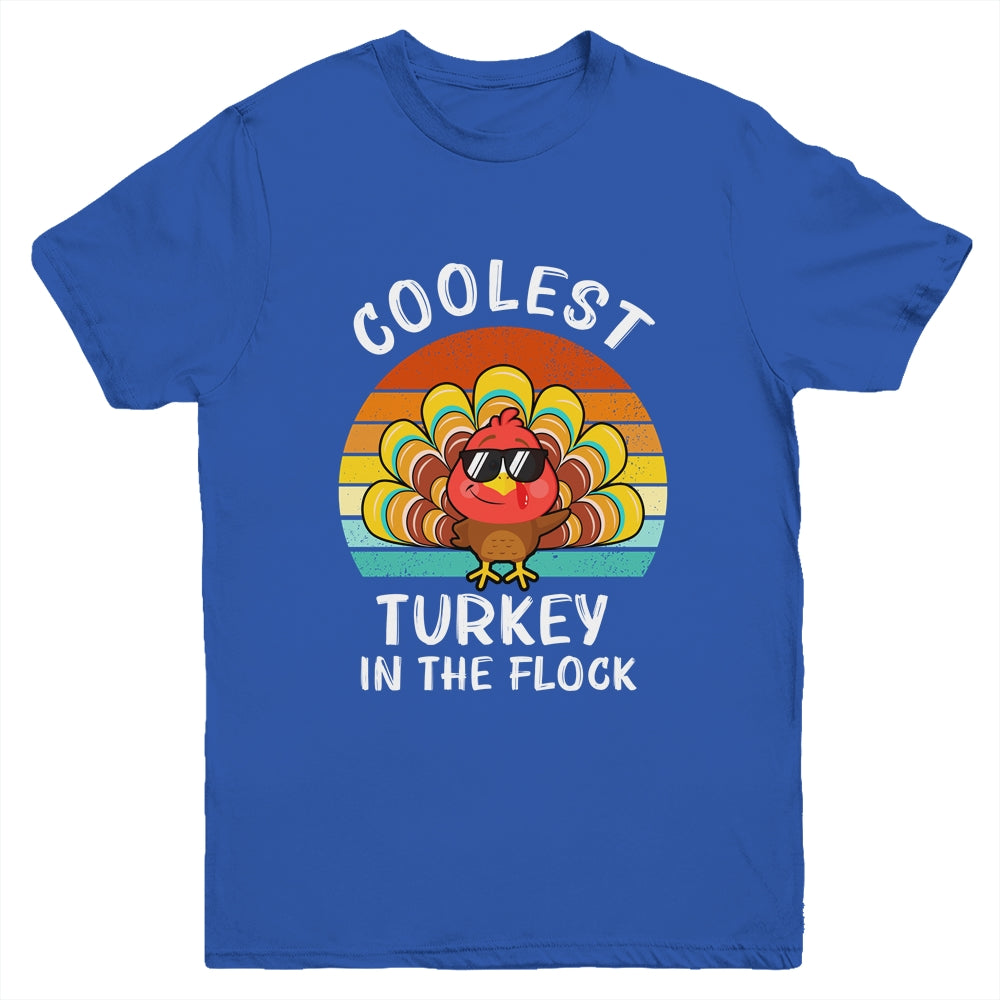 Coolest Turkey In The Flock Thanksgiving Boys Kids Youth Shirt | siriusteestore