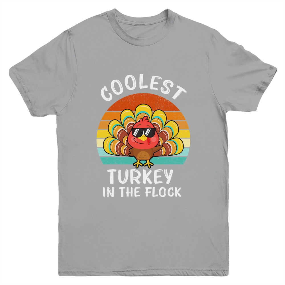 Coolest Turkey In The Flock Thanksgiving Boys Kids Youth Shirt | siriusteestore
