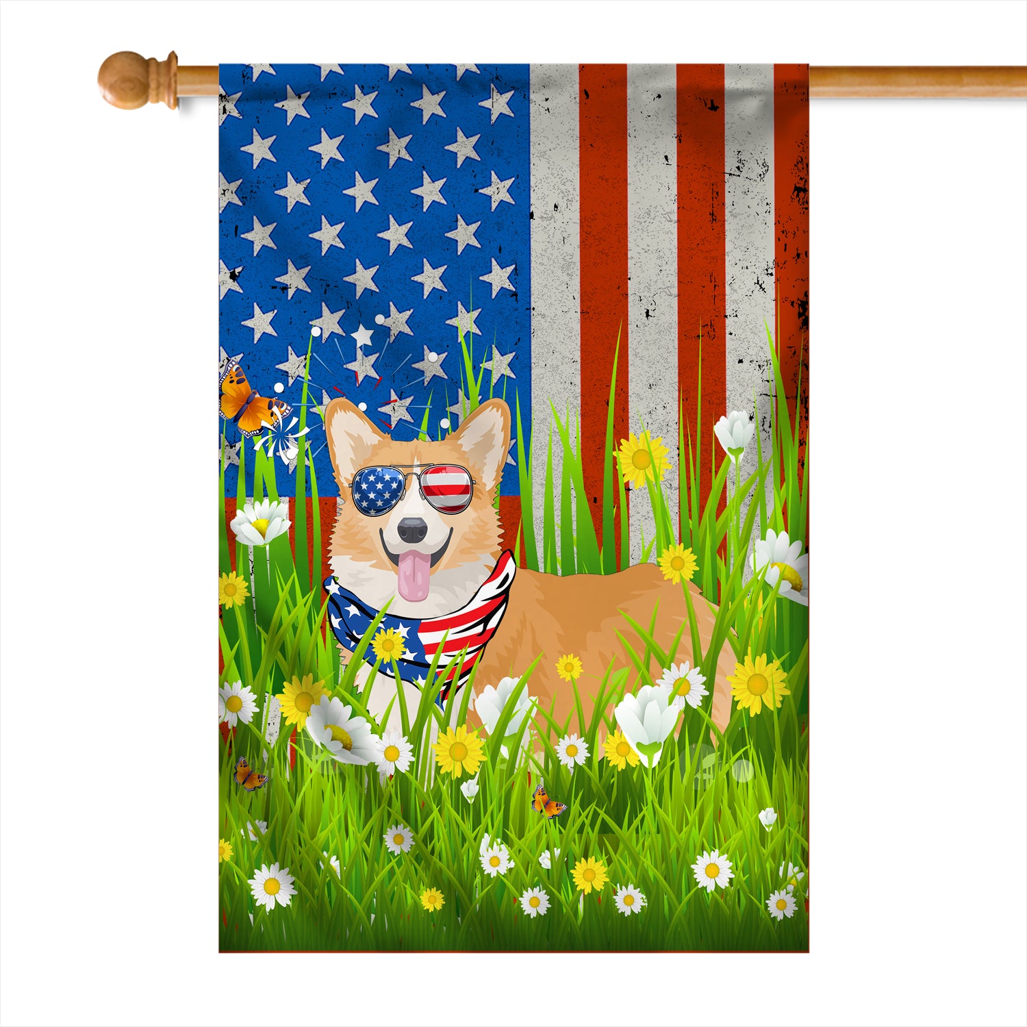 Corgi American USA Flag 4th of July Dog Lover On Independence Day | siriusteestore