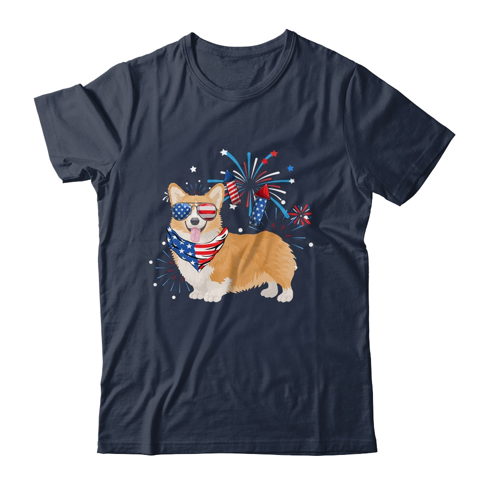 Corgi Dog American USA Flag 4th of July Men women Lover Shirt & Tank Top | siriusteestore