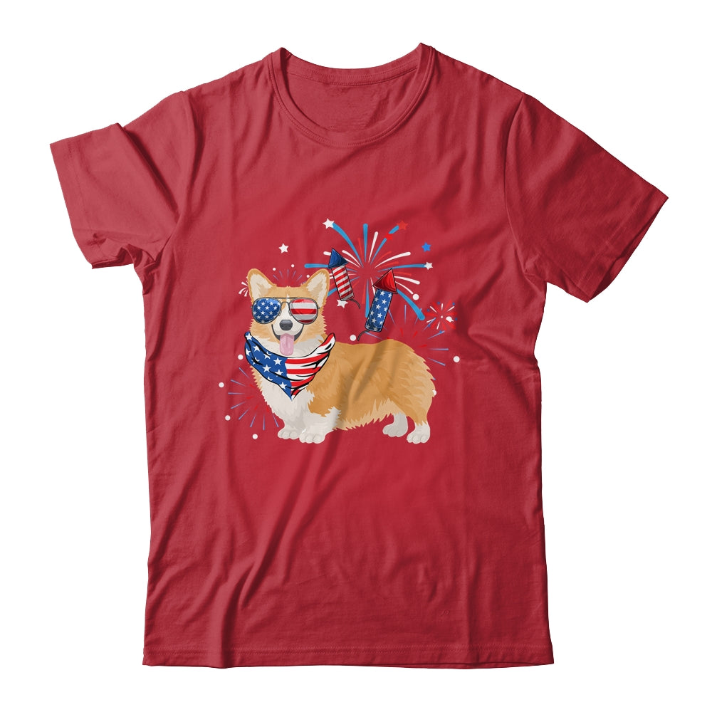 Corgi Dog American USA Flag 4th of July Men women Lover Shirt & Tank Top | siriusteestore