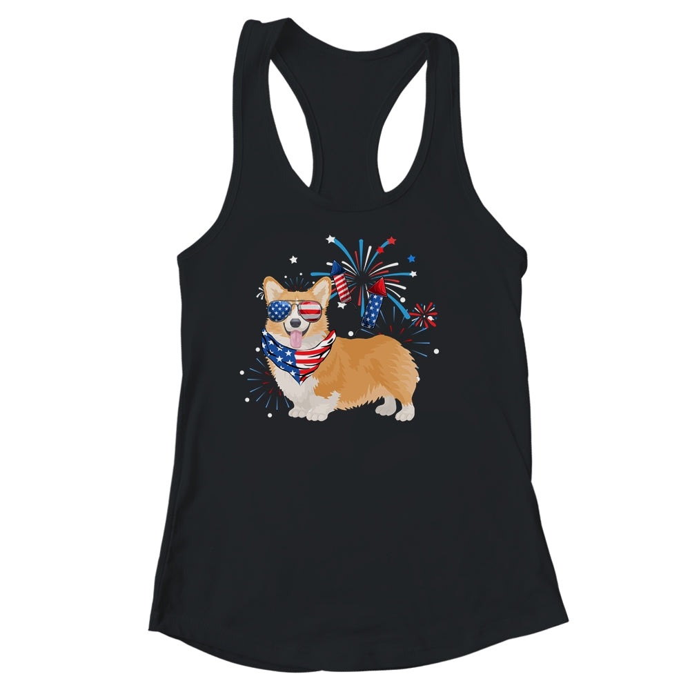 Corgi Dog American USA Flag 4th of July Men women Lover Shirt & Tank Top | siriusteestore