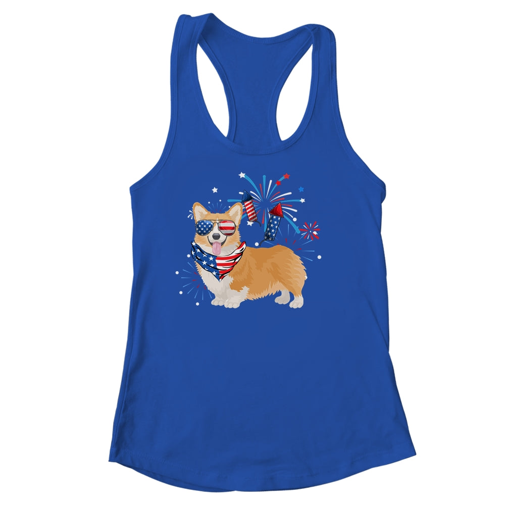 Corgi Dog American USA Flag 4th of July Men women Lover Shirt & Tank Top | siriusteestore