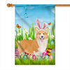 Corgi Happy Easter Day Holiday Flag Funny Dog Dog Wear Bunny Ears Headband Cute for Home Decor | siriusteestore