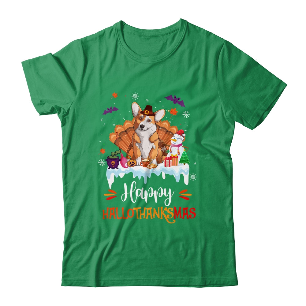 Corgi Happy HalloThanksMas Halloween Thanksgiving Christmas Shirt & Sweatshirt | siriusteestore