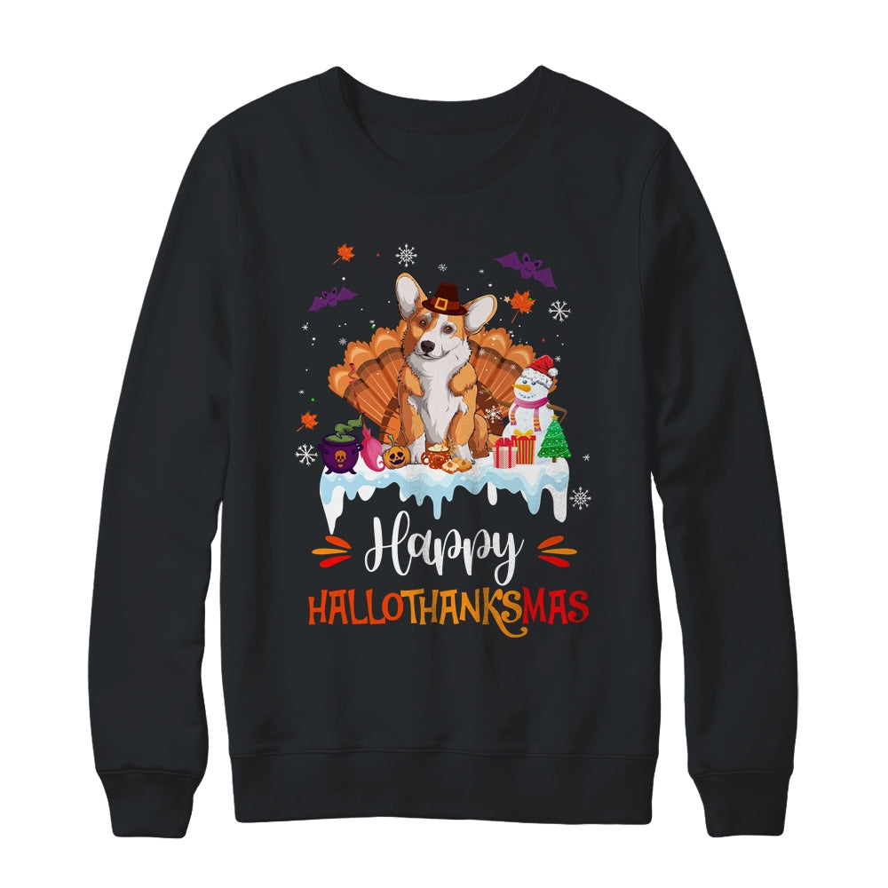 Corgi Happy HalloThanksMas Halloween Thanksgiving Christmas Shirt & Sweatshirt | siriusteestore