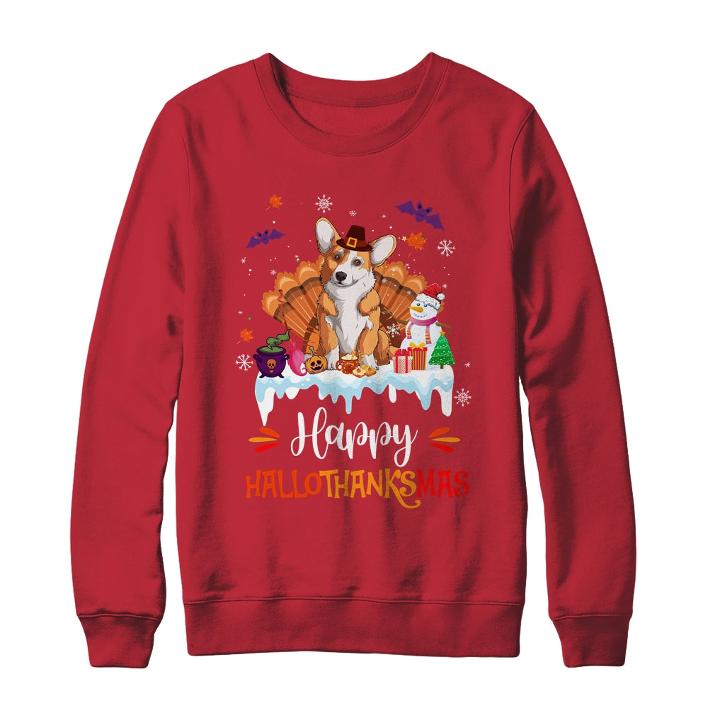 Corgi Happy HalloThanksMas Halloween Thanksgiving Christmas Shirt & Sweatshirt | siriusteestore