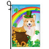 Corgi St Patrick's Day Dog Flag Funny Peeking Dog Wear Green Hat Golden Pot Coin Shamrock Rainbow Spring Banner for Home Decor | siriusteestore