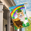 Corgi St Patrick's Day Dog Flag Funny Peeking Dog Wear Green Hat Golden Pot Coin Shamrock Rainbow Spring Banner for Home Decor | siriusteestore