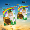 Corgi St Patrick's Day Dog Flag Funny Peeking Dog Wear Green Hat Golden Pot Coin Shamrock Rainbow Spring Banner for Home Decor | siriusteestore