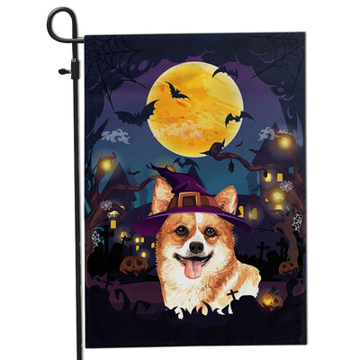 Corgi Witch Halloween Flag Castle Background For Dog Lover Home | siriusteestore