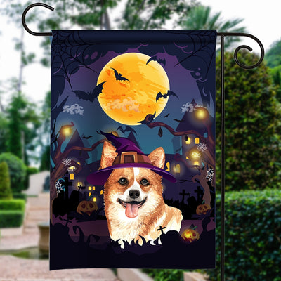 Corgi Witch Halloween Flag Castle Background For Dog Lover Home | siriusteestore