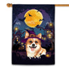 Corgi Witch Halloween Flag Castle Background For Dog Lover Home | siriusteestore