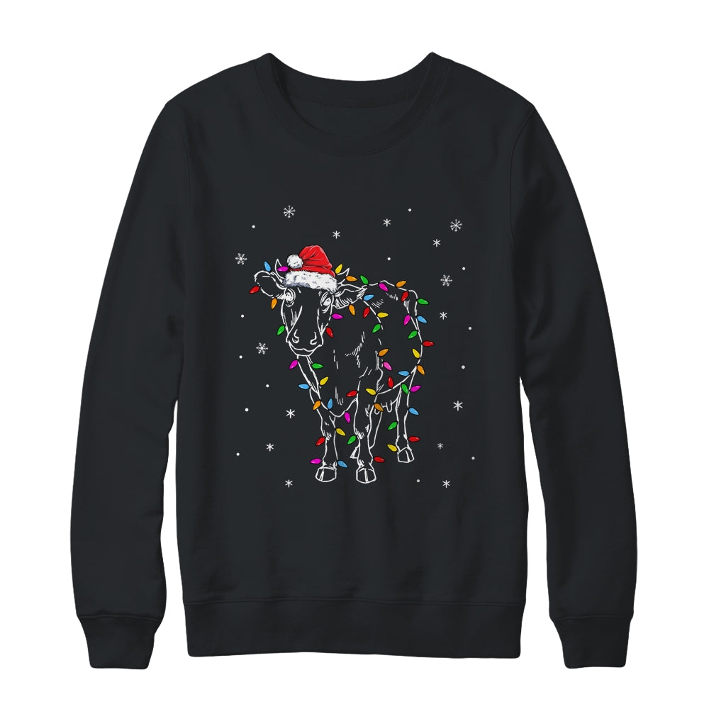 Cow Christmas Light Tree Cow Xmas Snow Lover Shirt & Sweatshirt | siriusteestore
