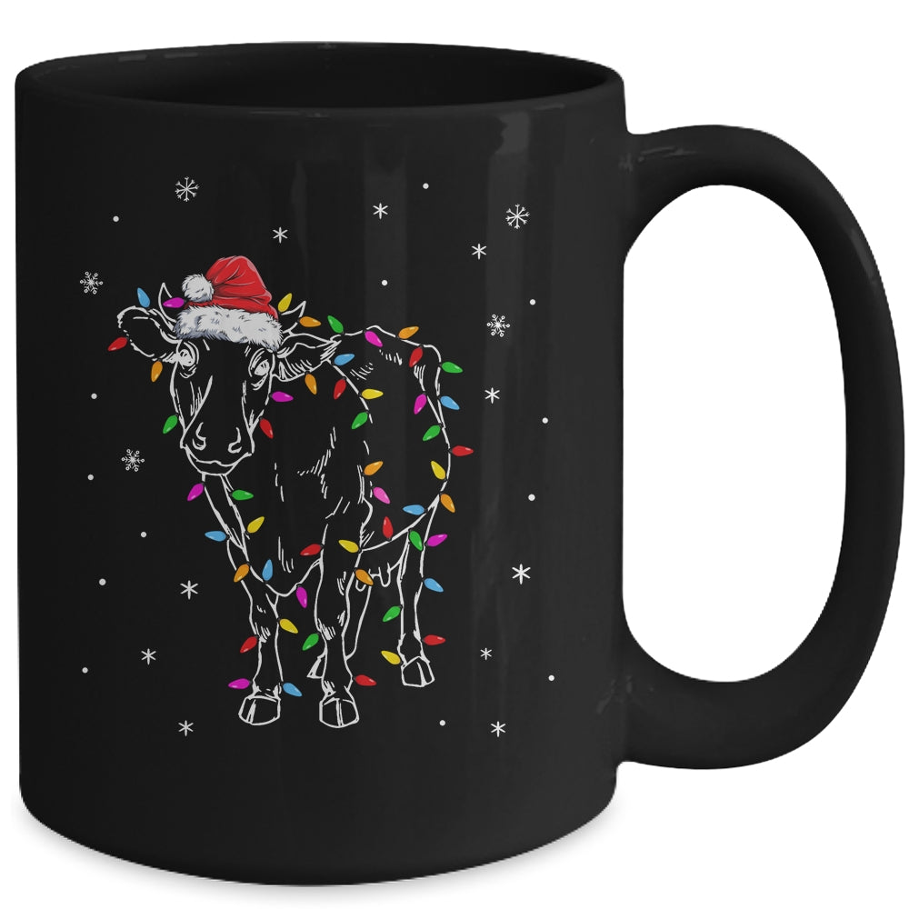 Cow Christmas Light Tree Cow Xmas Snow Lover Mug | siriusteestore