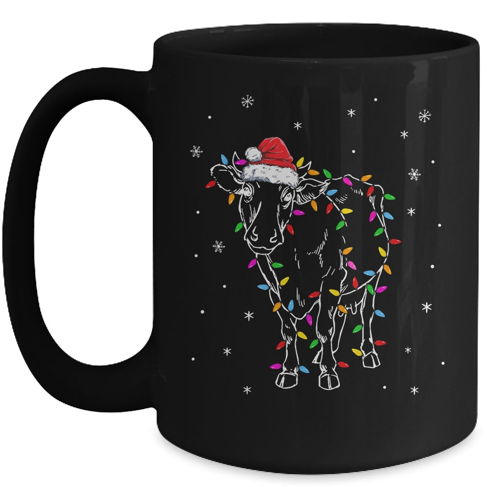 Cow Christmas Light Tree Cow Xmas Snow Lover Mug | siriusteestore