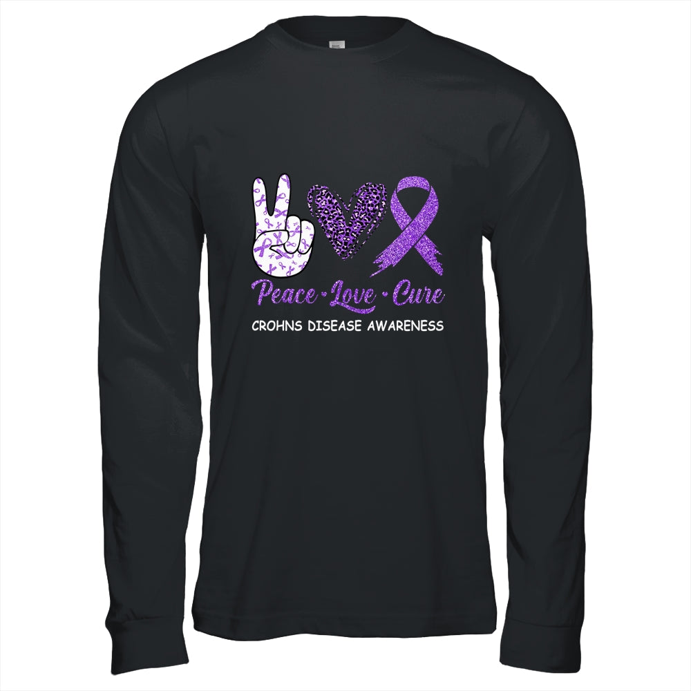 Crohns Disease Awareness Peace Love Cure Leopard Shirt & Hoodie | siriusteestore