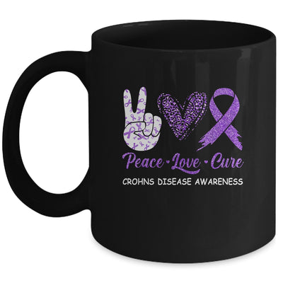 Crohns Disease Awareness Peace Love Cure Leopard Mug | siriusteestore