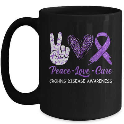 Crohns Disease Awareness Peace Love Cure Leopard Mug | siriusteestore