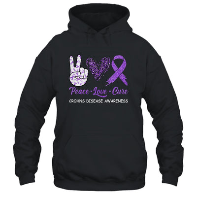 Crohns Disease Awareness Peace Love Cure Leopard Shirt & Hoodie | siriusteestore