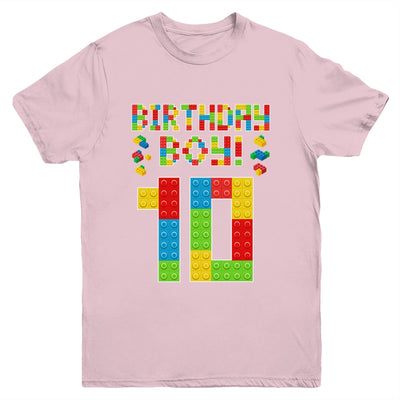 Cute 10th Birthday 10 Years Old Block Building Boys Lover Youth Shirt | siriusteestore