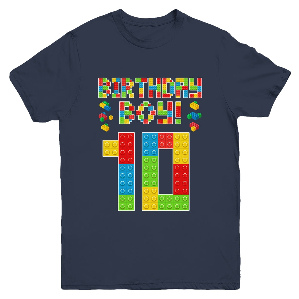 Cute 10th Birthday 10 Years Old Block Building Boys Lover Youth Shirt | siriusteestore