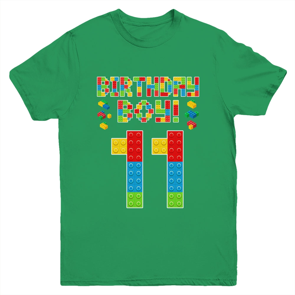 Cute 11th Birthday 11 Years Old Block Building Boys Lover Youth Shirt | siriusteestore