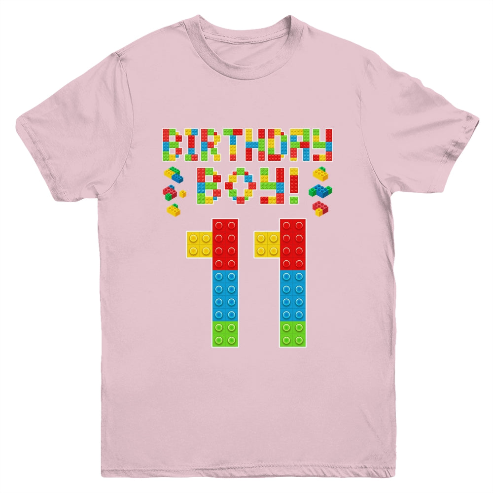 Cute 11th Birthday 11 Years Old Block Building Boys Lover Youth Shirt | siriusteestore