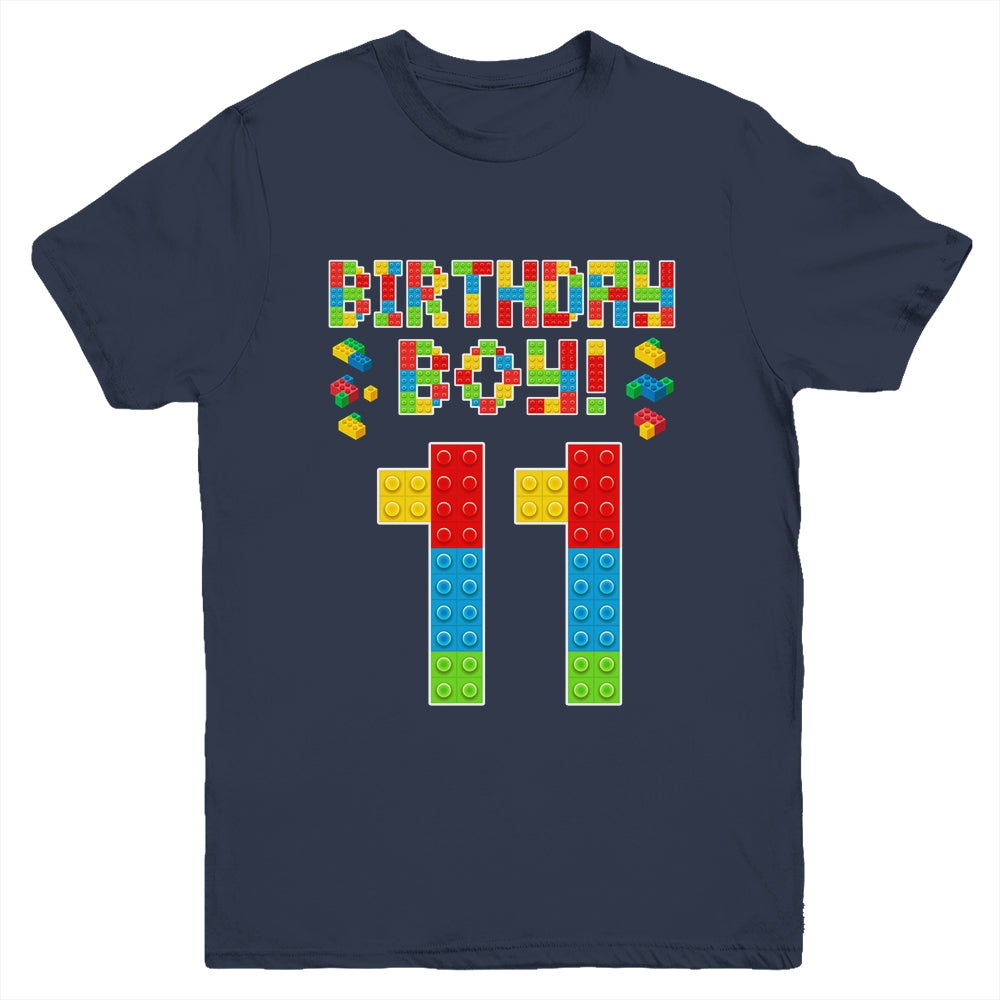Cute 11th Birthday 11 Years Old Block Building Boys Lover Youth Shirt | siriusteestore